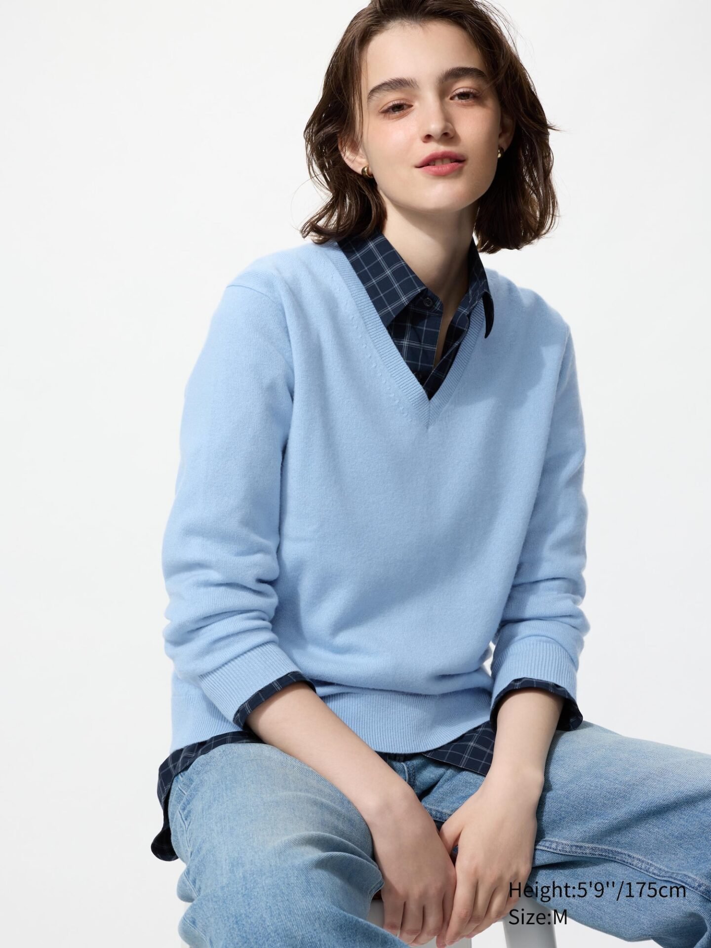 Cashmere V-Neck Sweater (62 Blue)