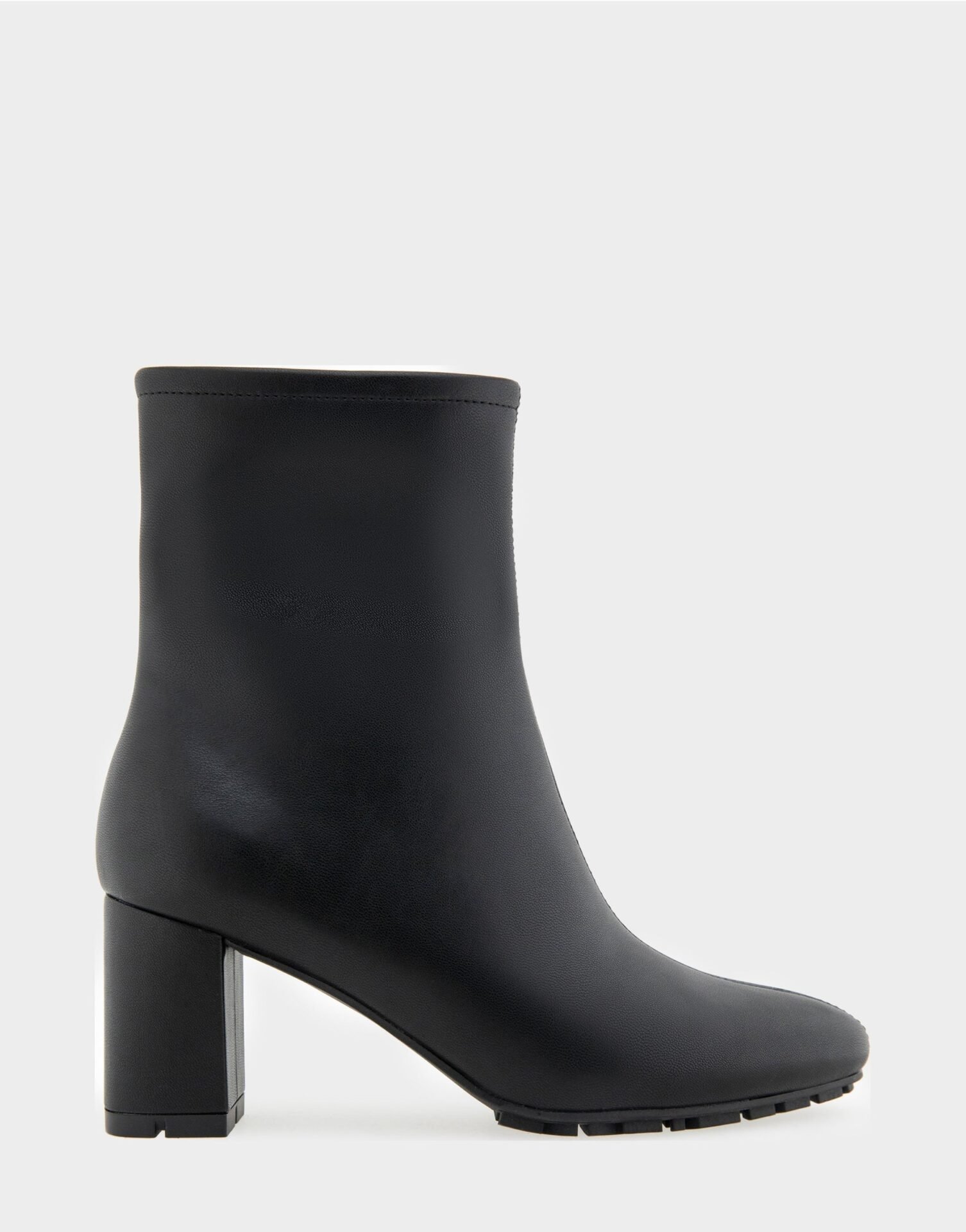 Baylor Mid Block Heel Bootie (Black Stretch Faux Leather)