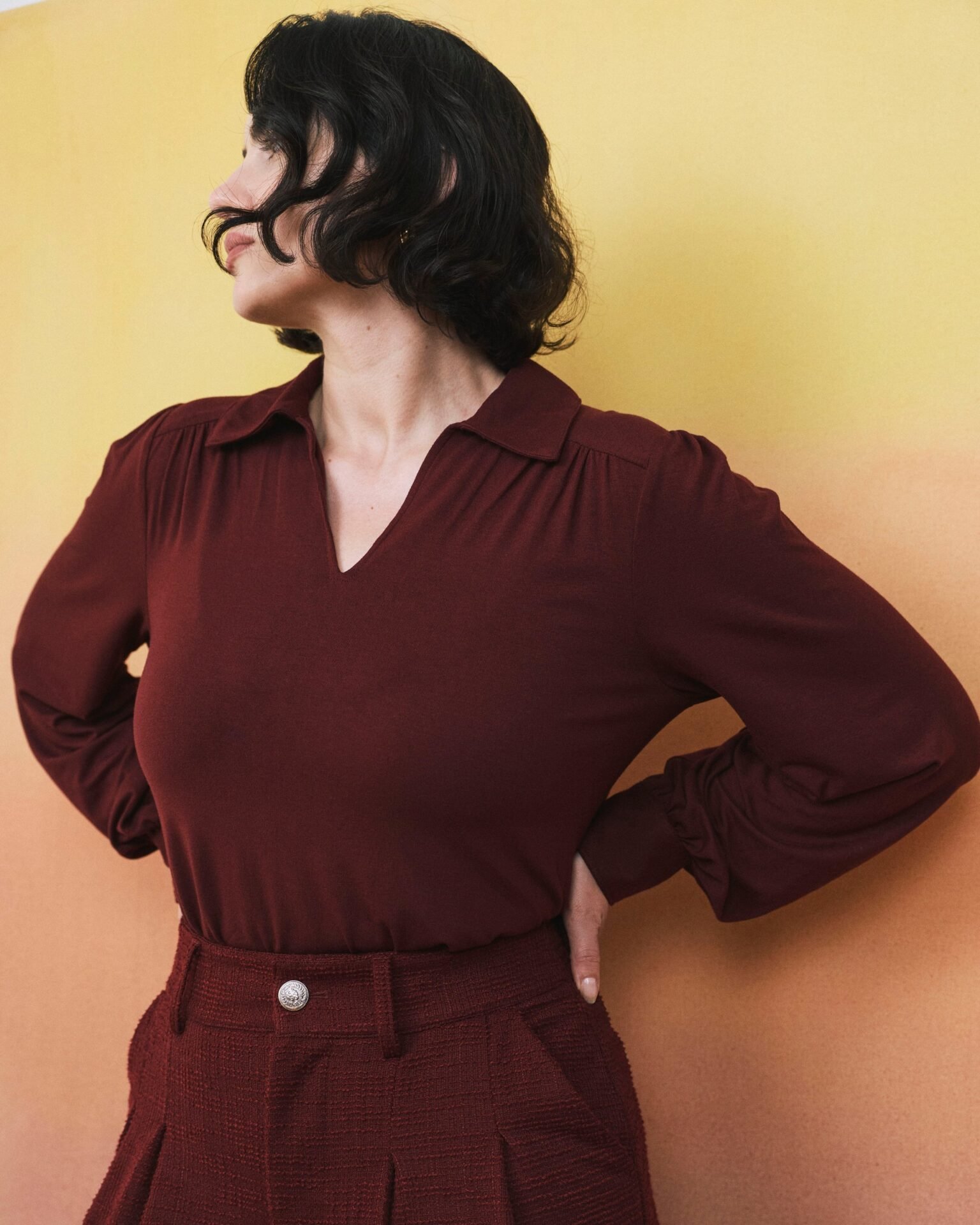 Moore Liquid Jersey Blouse (Deep Red)