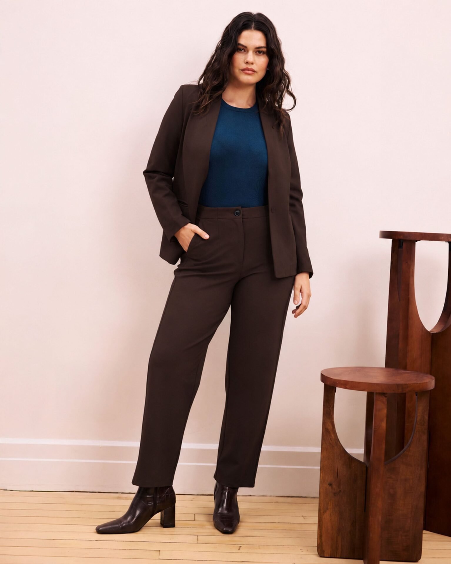 Audrey Relaxed Uniform Ponte Workpant (Espresso)