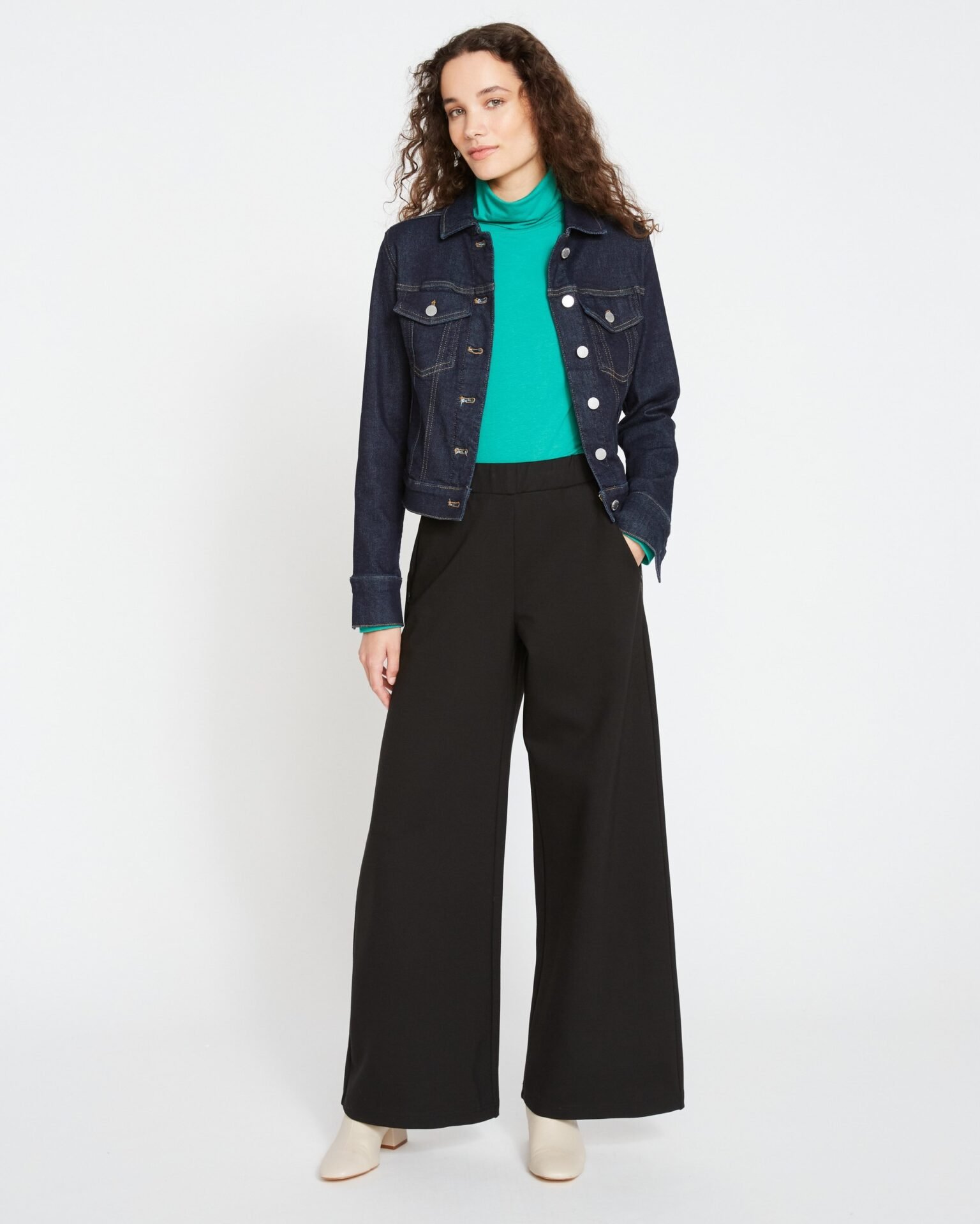 Stephanie Wide Leg Ponte Pants (Black)