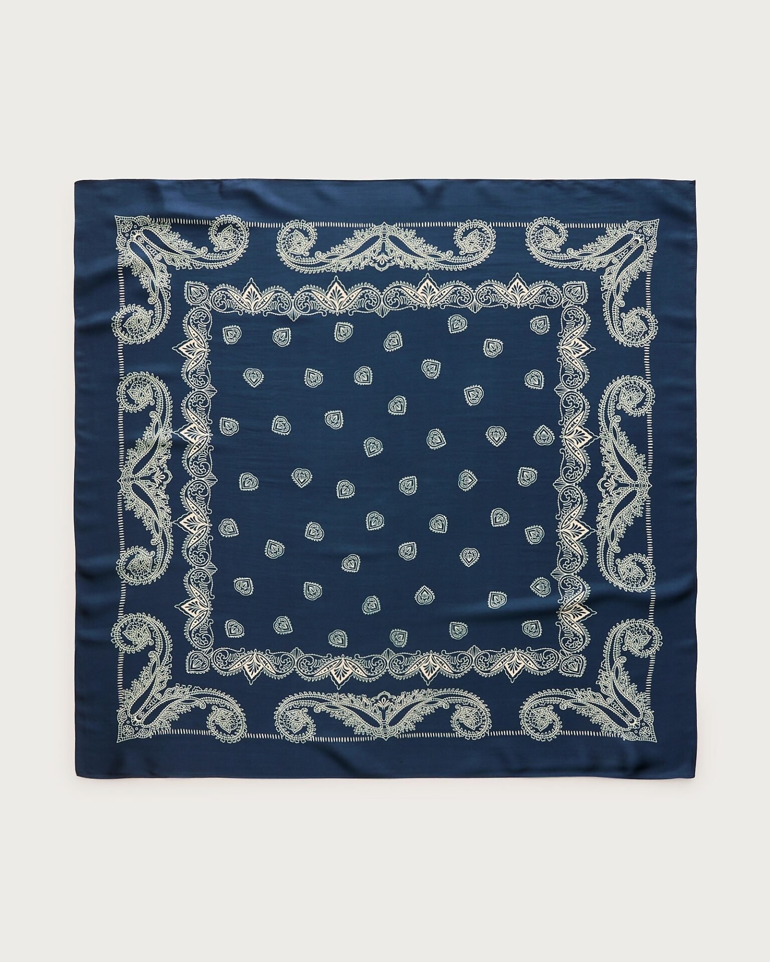 Printed Silk Scarf (Navy)