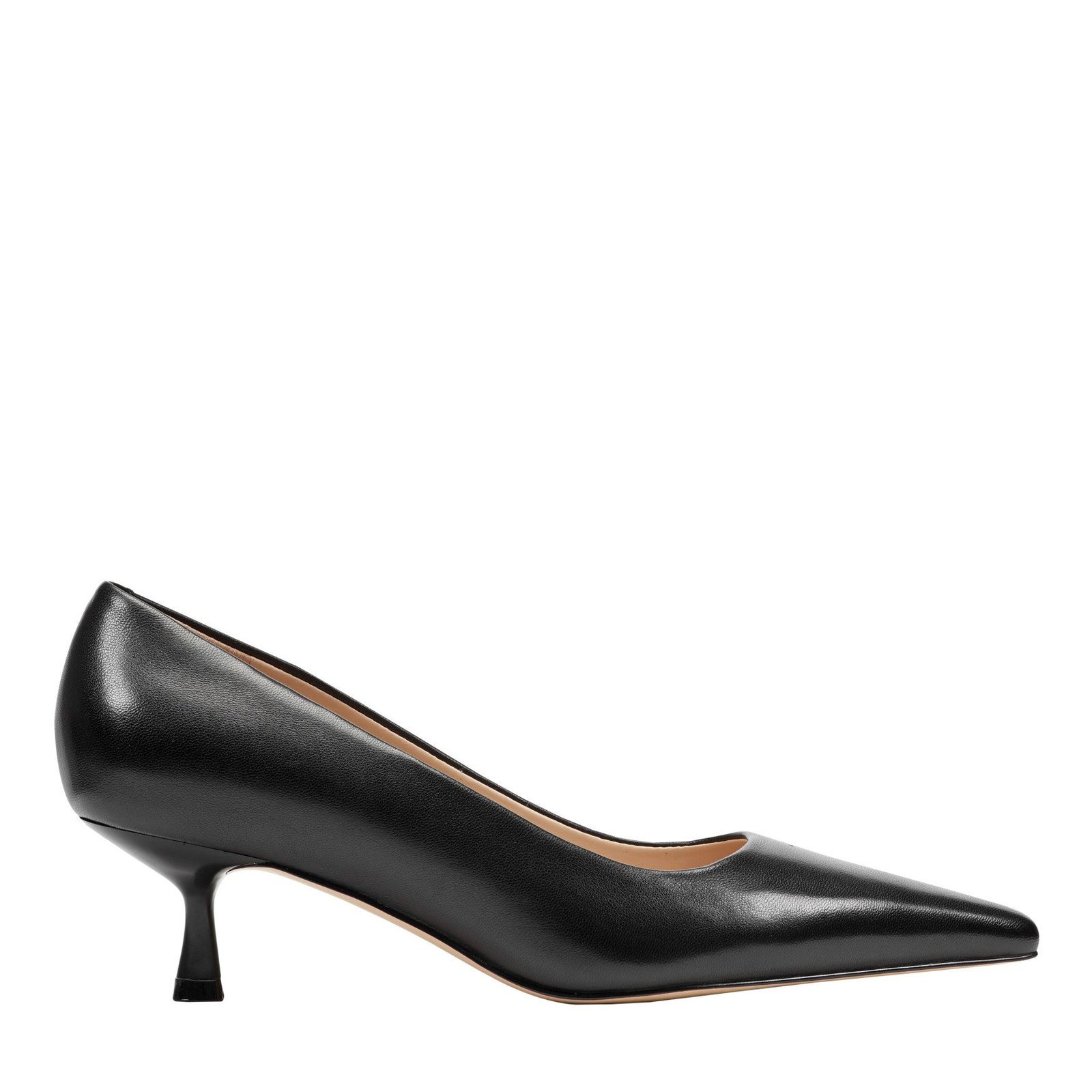 Calynna Leather Kitten Heel Pump (Black Leather)