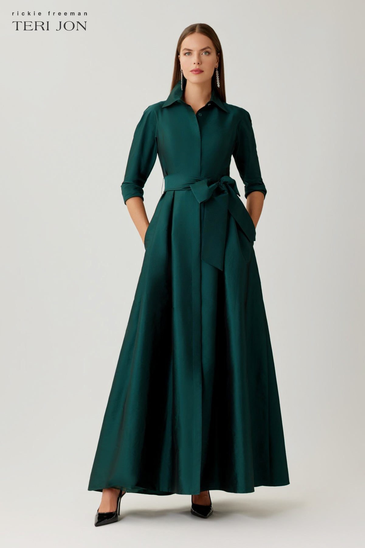 Taffeta Shirt Waist Gown (Forest)