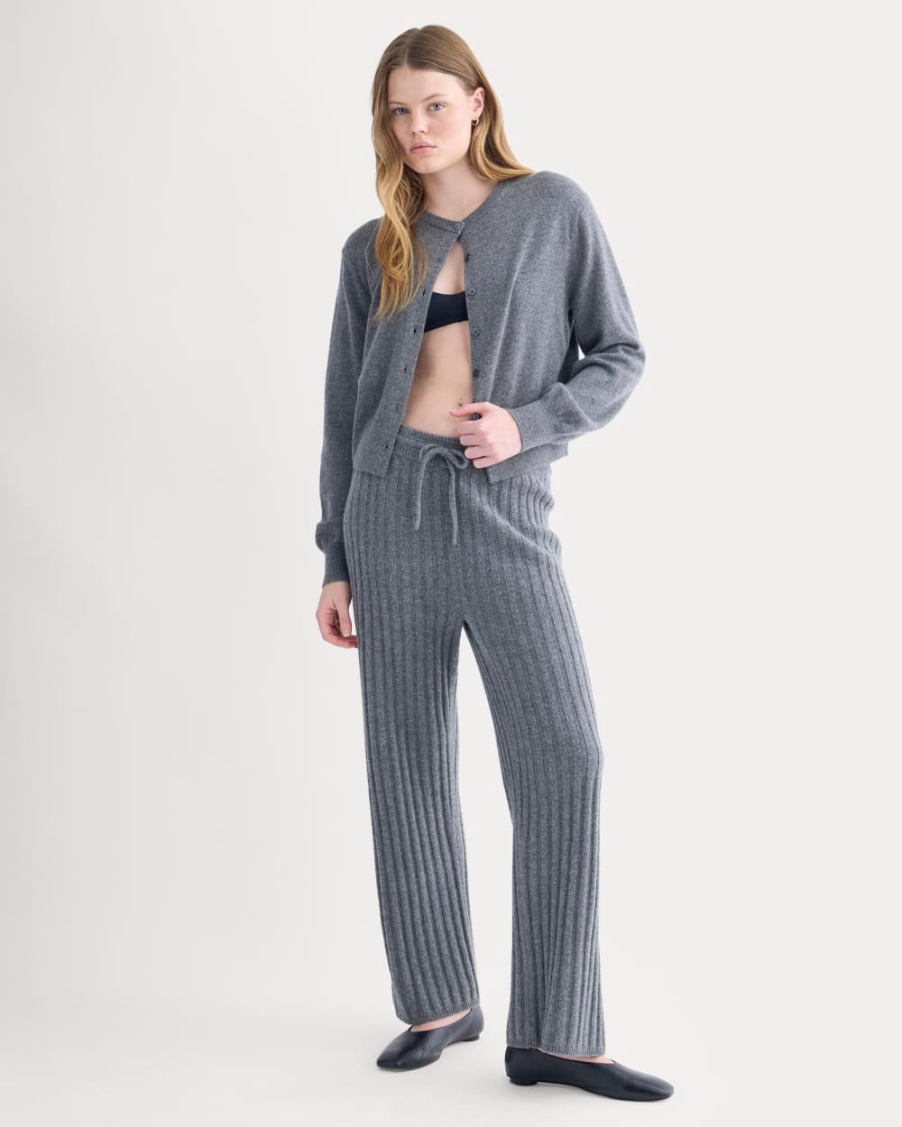 Straight-Leg Pant in Wool Cashmere (Heather Charcoal)