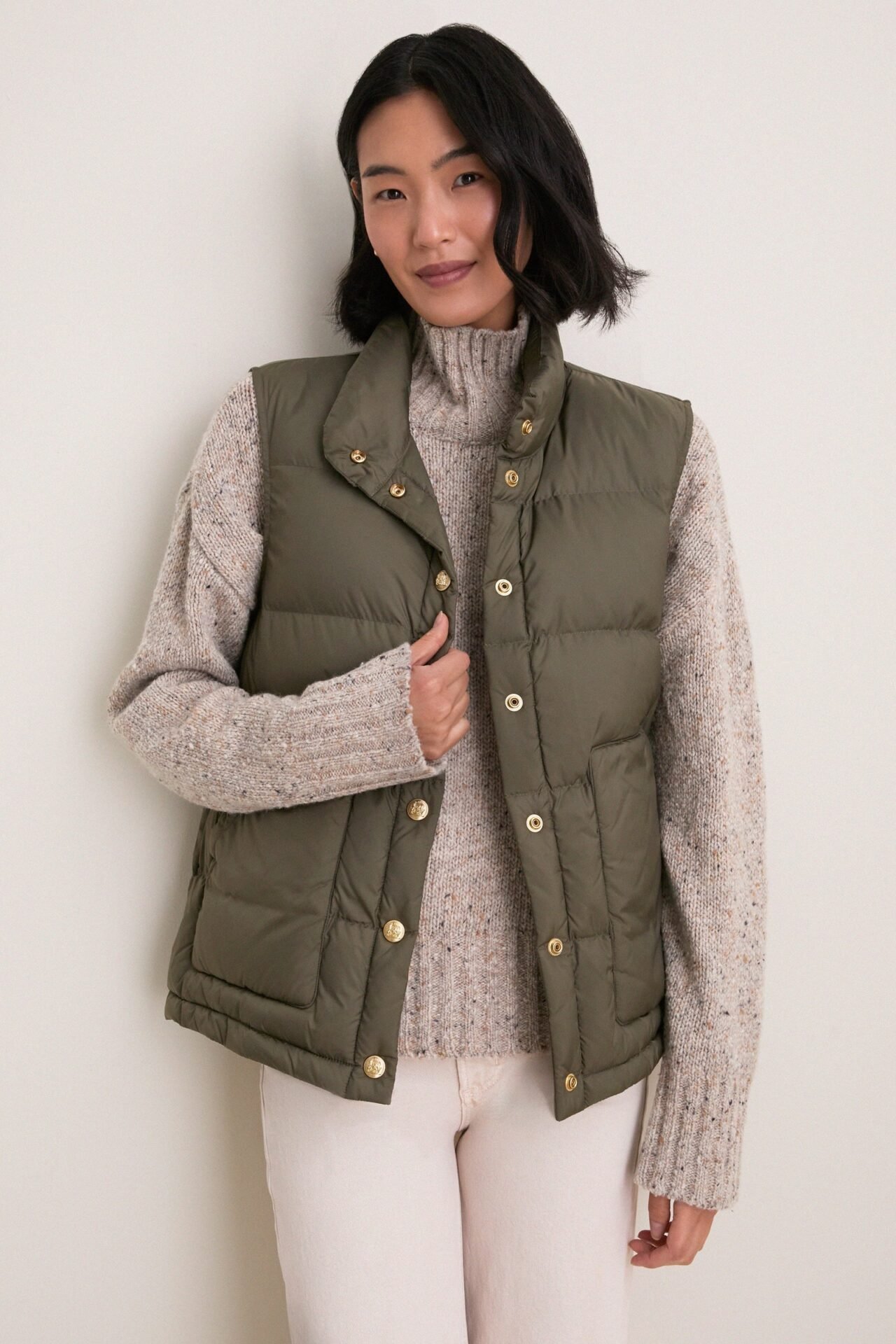 Olive Green Inez Puffer Vest