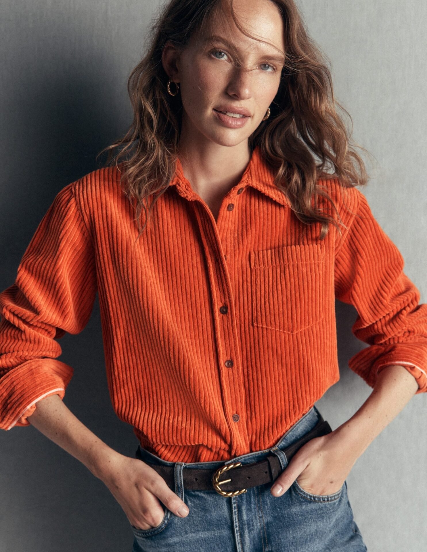 Sienna Relaxed Cord Shirt (Spiced Ginger)