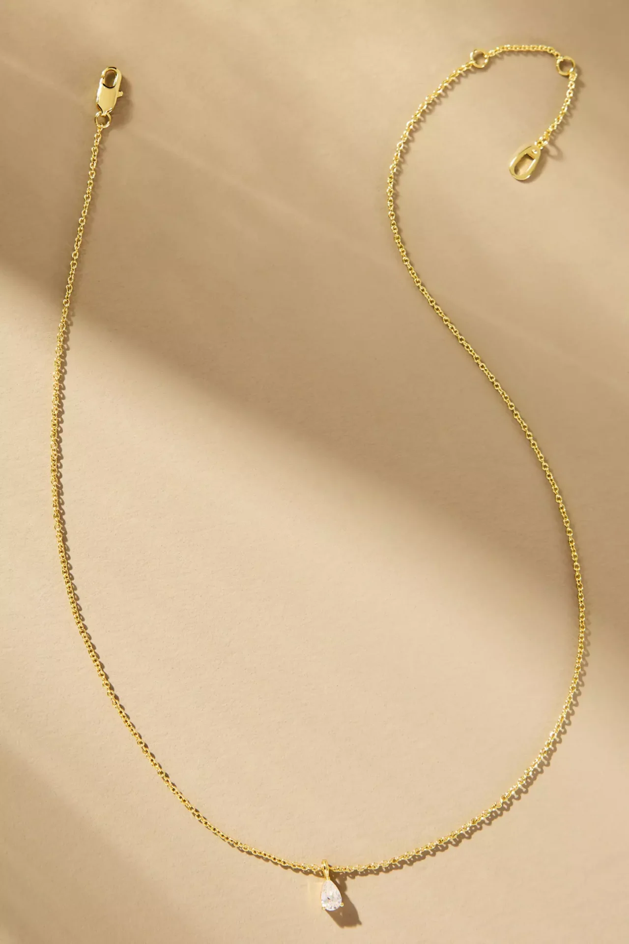 Elise Delicate Solitaire Pendant Necklace (Gold)