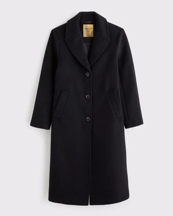 Wool-Blend Tailored Topcoat (Black)