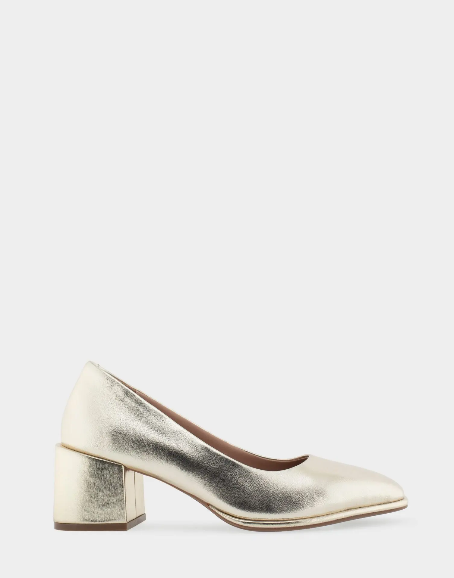 Alae Block Heel Pump (Soft Gold Leather)