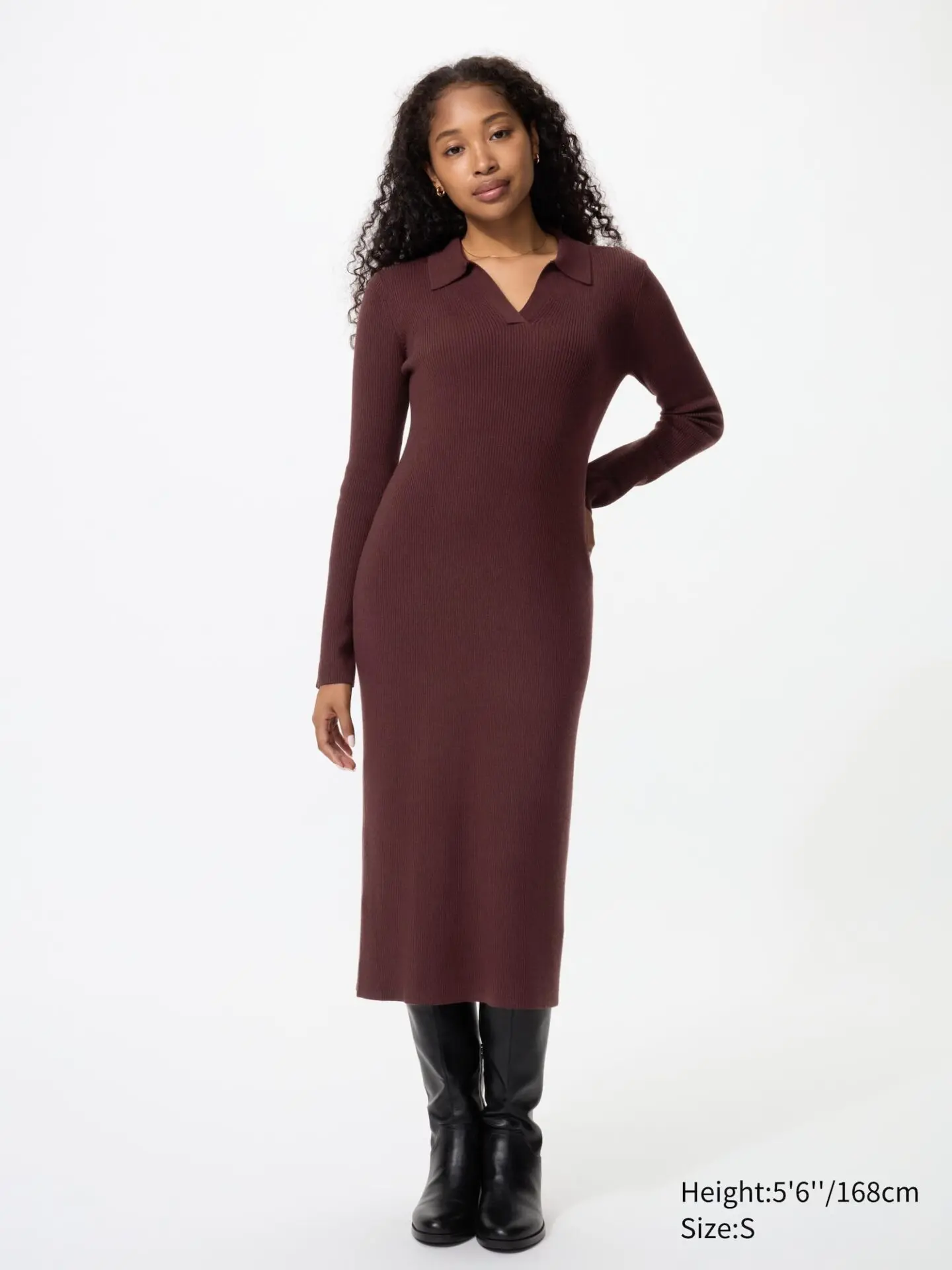 Knitted Polo Dress (19 Wine)