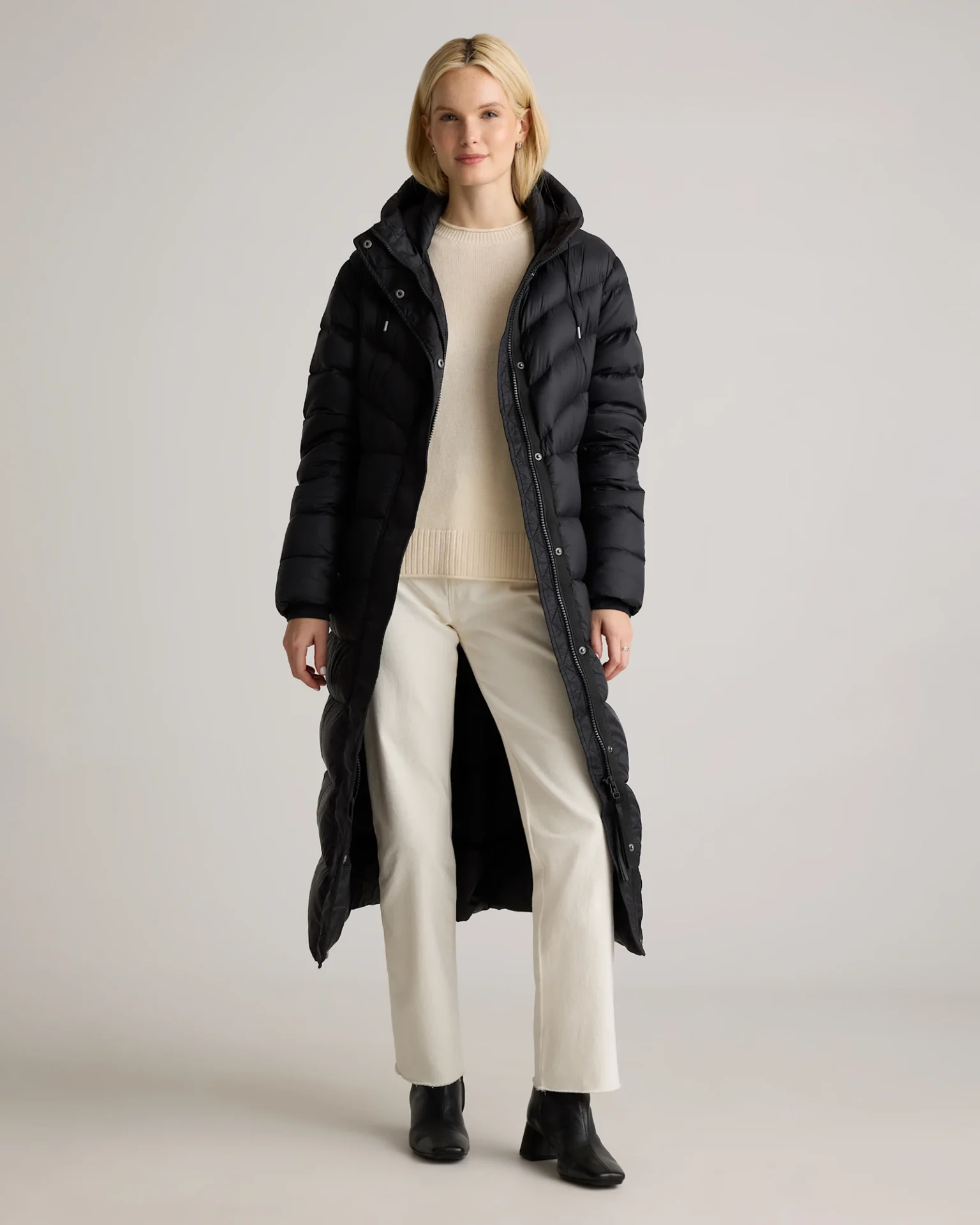 Responsible Down Belted Puffer Maxi Coat (Black)