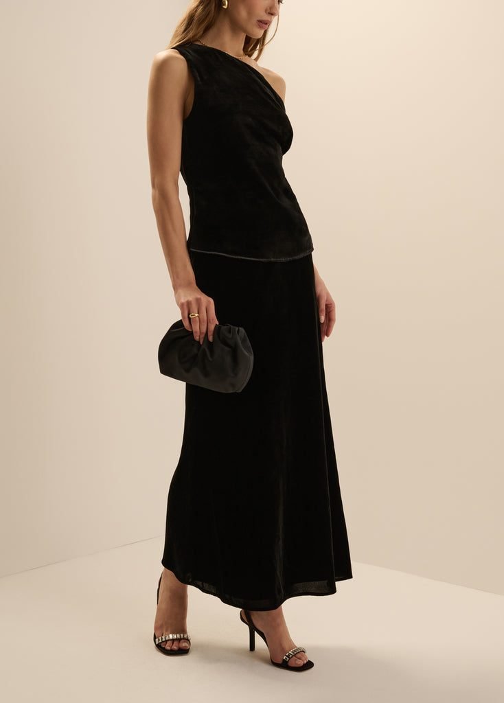 The Velvet Favorite Maxi Skirt (Black)