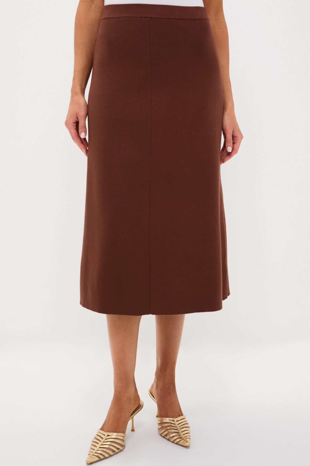Chocolate Brown Knit Philomena Midi Skirt (Hyacinth House)