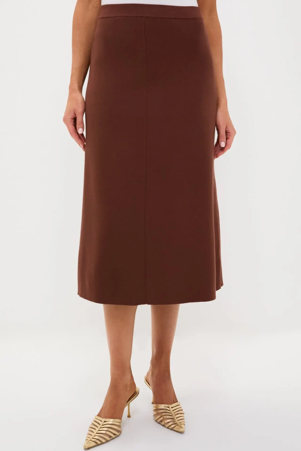 Chocolate Brown Knit Philomena Midi Skirt (Hyacinth House)