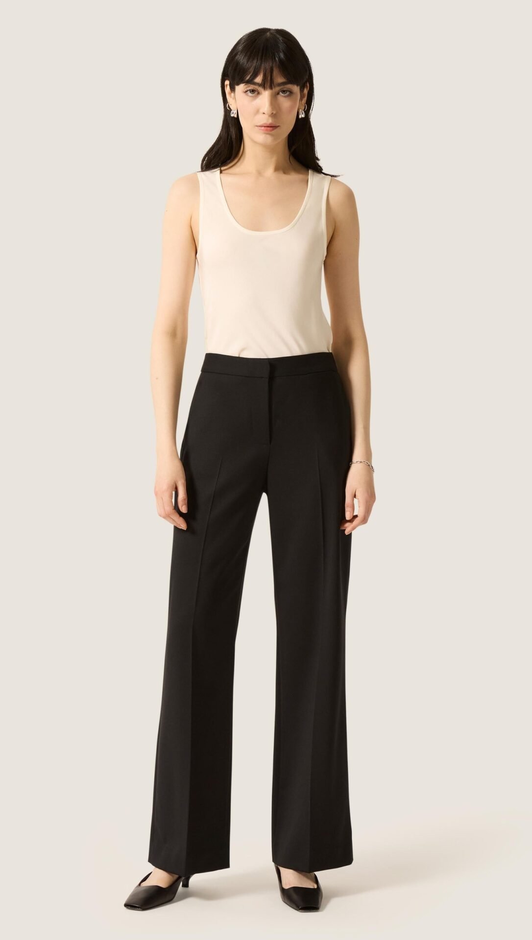 Wide Leg Trouser in Seasonless Wool (Black)