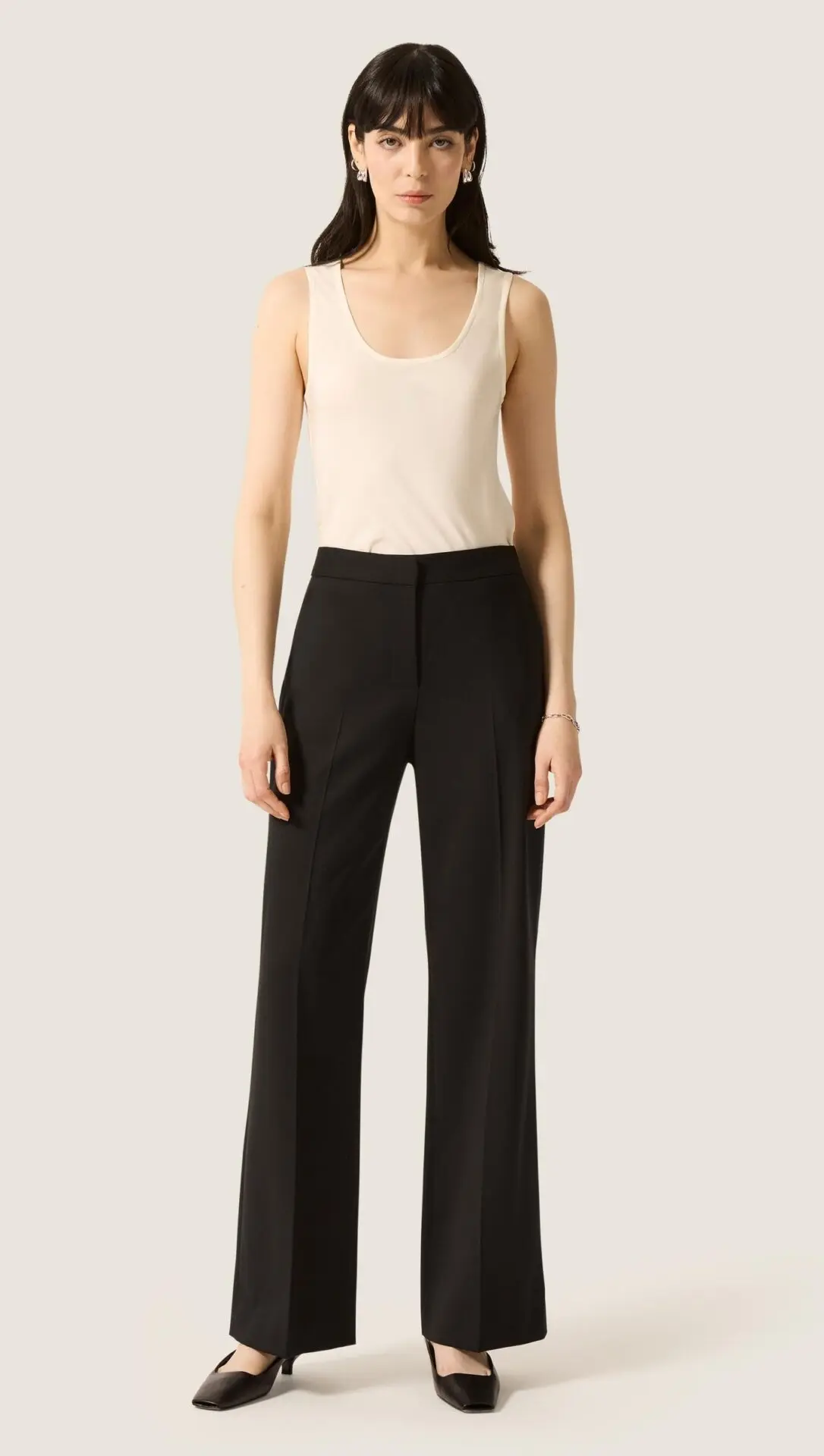Wide Leg Trouser in Seasonless Wool (Black)