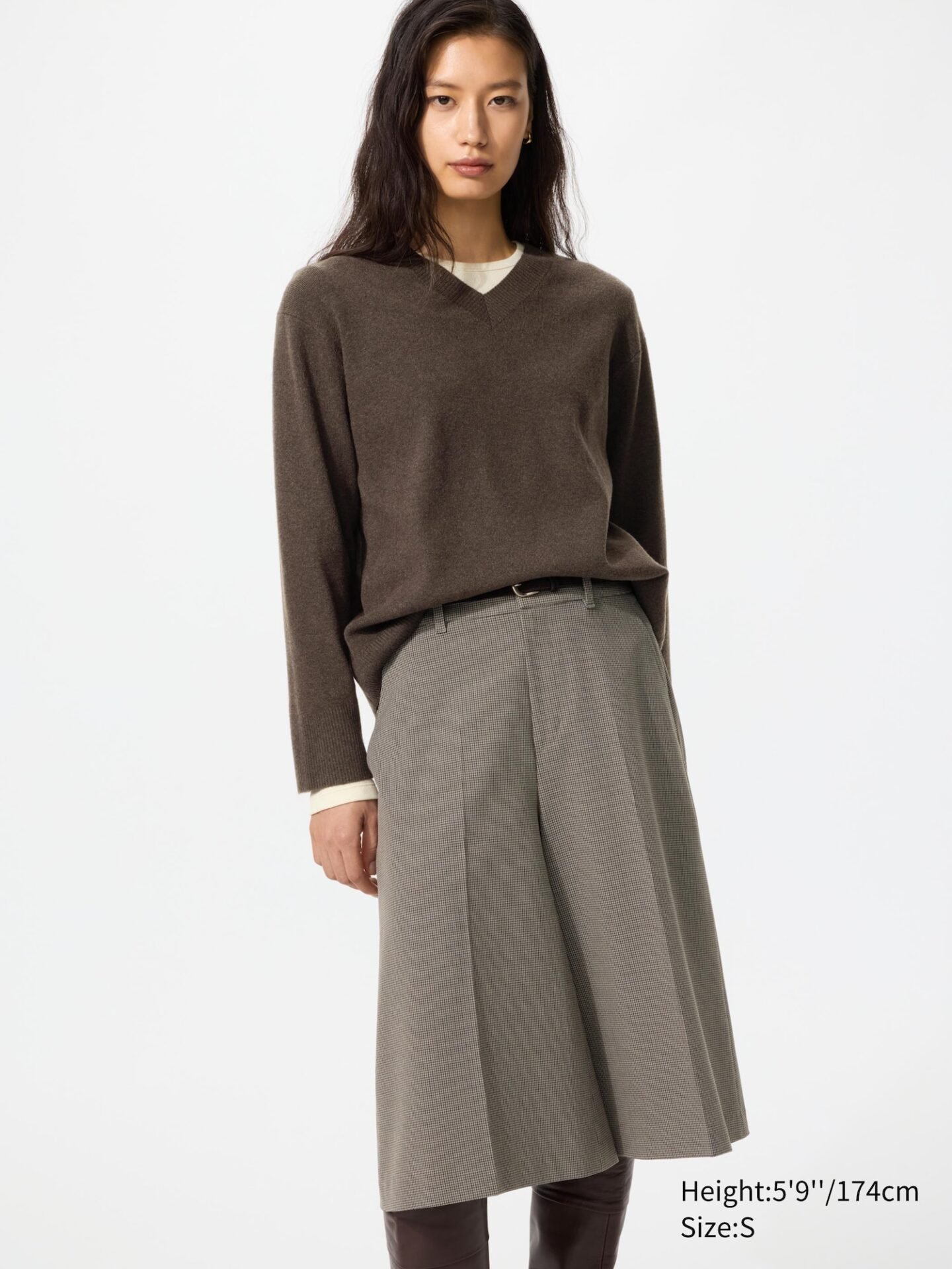 Washable Knit V-Neck Sweater | Smooth (38 Dark Brown)