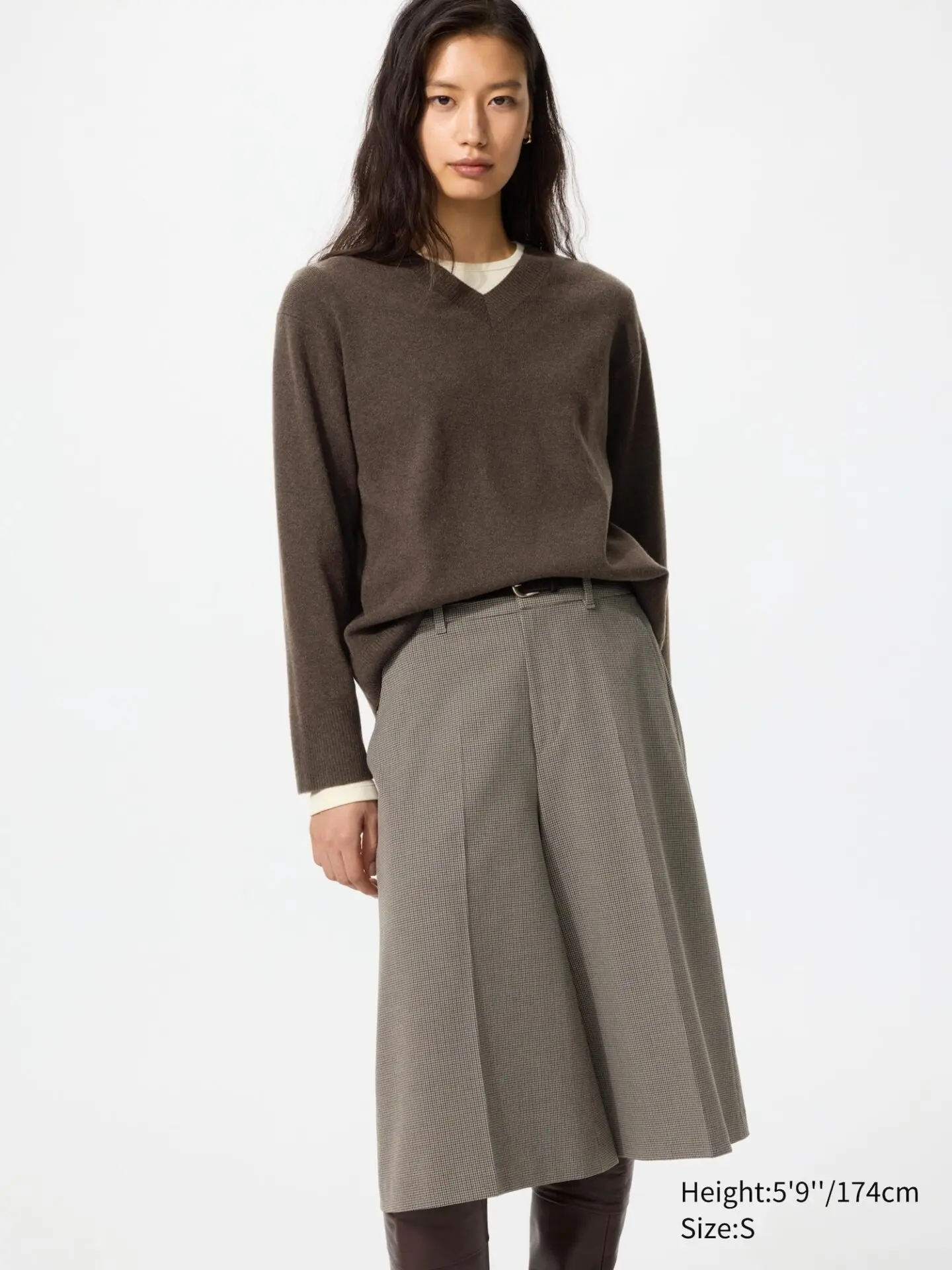 Washable Knit V-Neck Sweater | Smooth (38 Dark Brown)