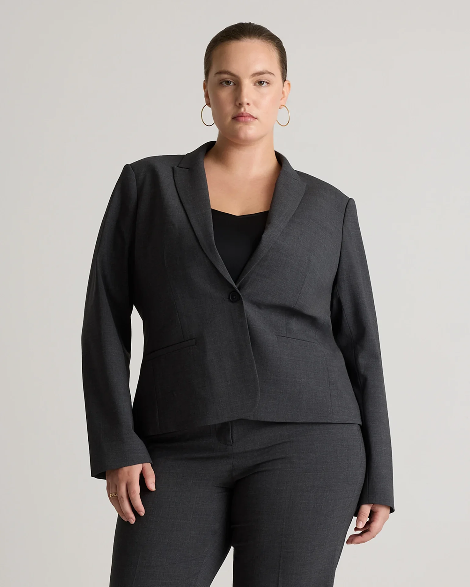 Italian Wool Tailored Blazer (Coal Melange)