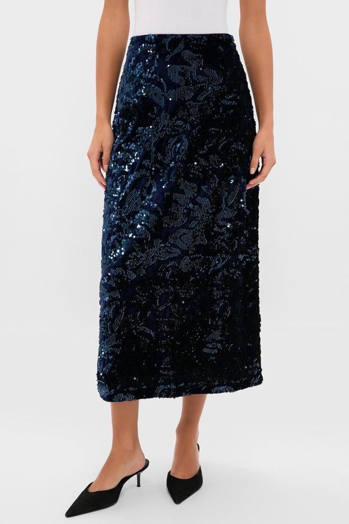 Velvet and Sequin Maloney Midi Skirt