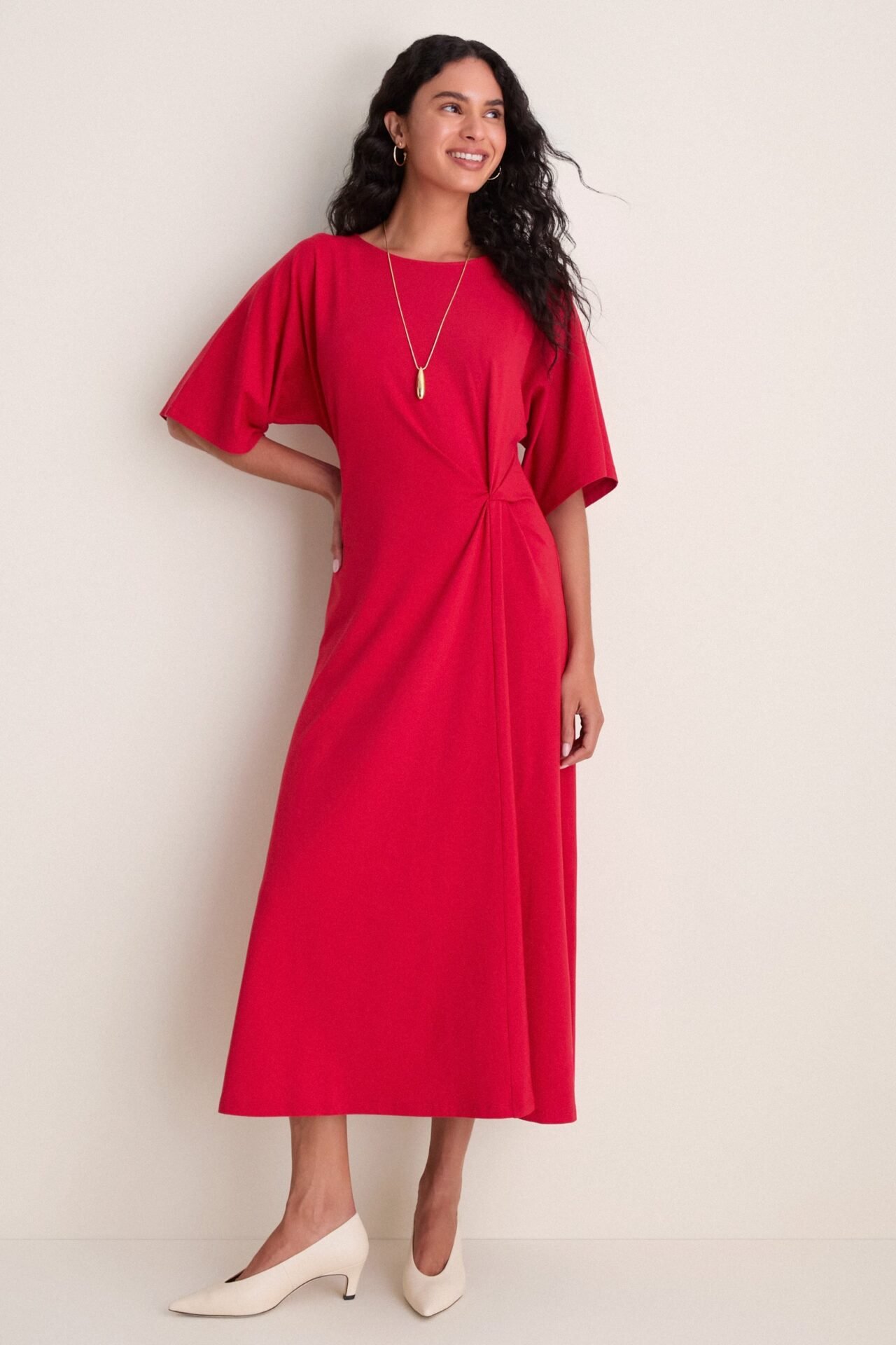 Apple Red Jersey Lisette Midi Dress