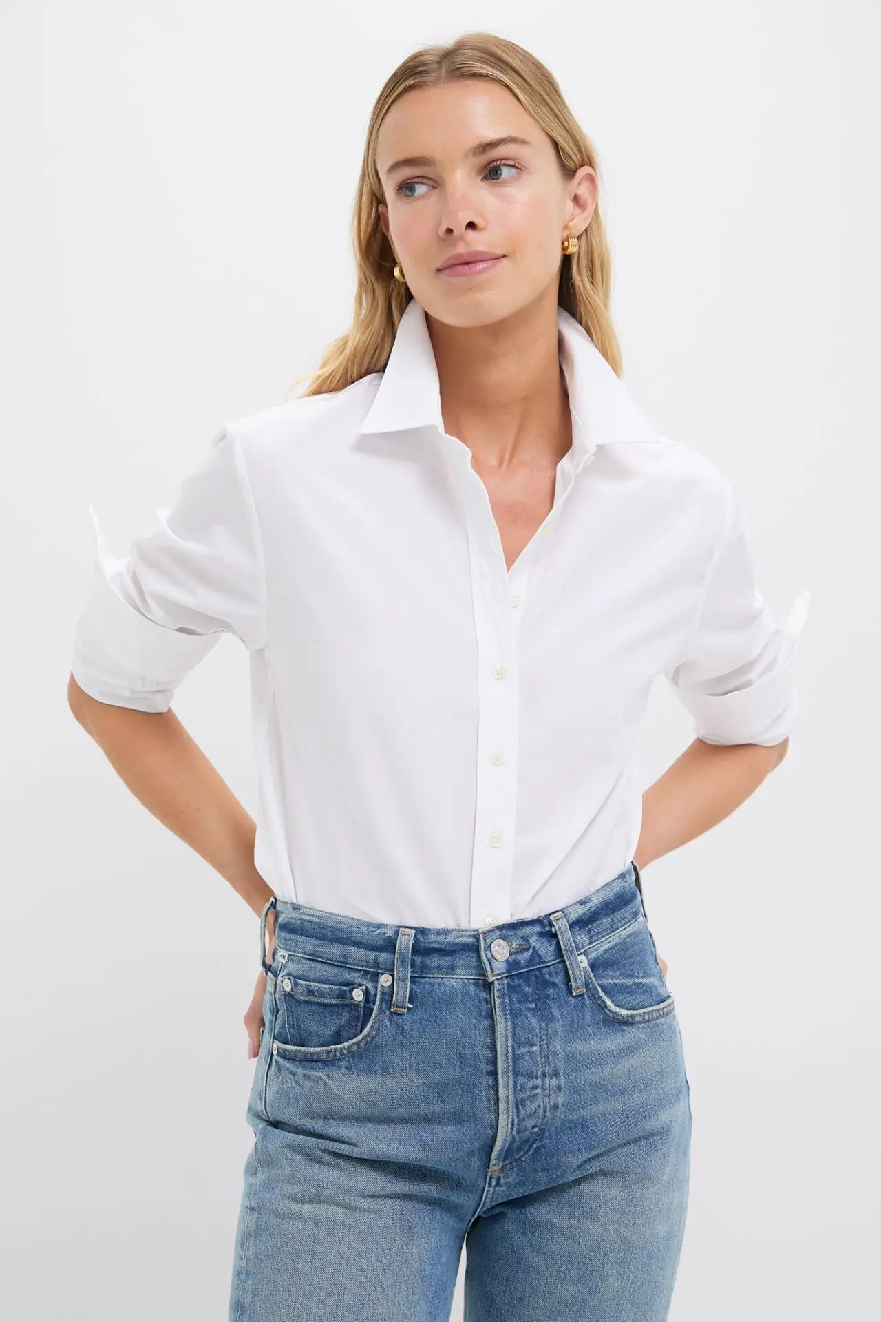 The Shirt by Rochelle Behrens White Poplin Boyfriend Shirt