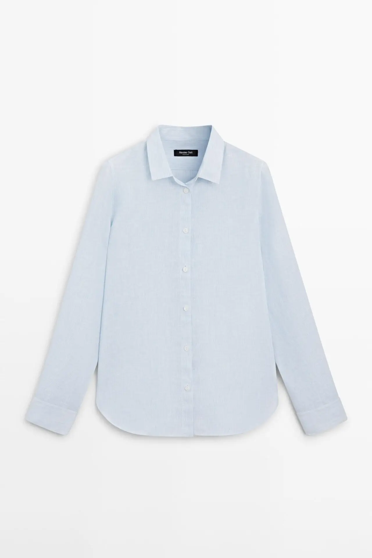 Regular fit 100% linen pinstriped shirt