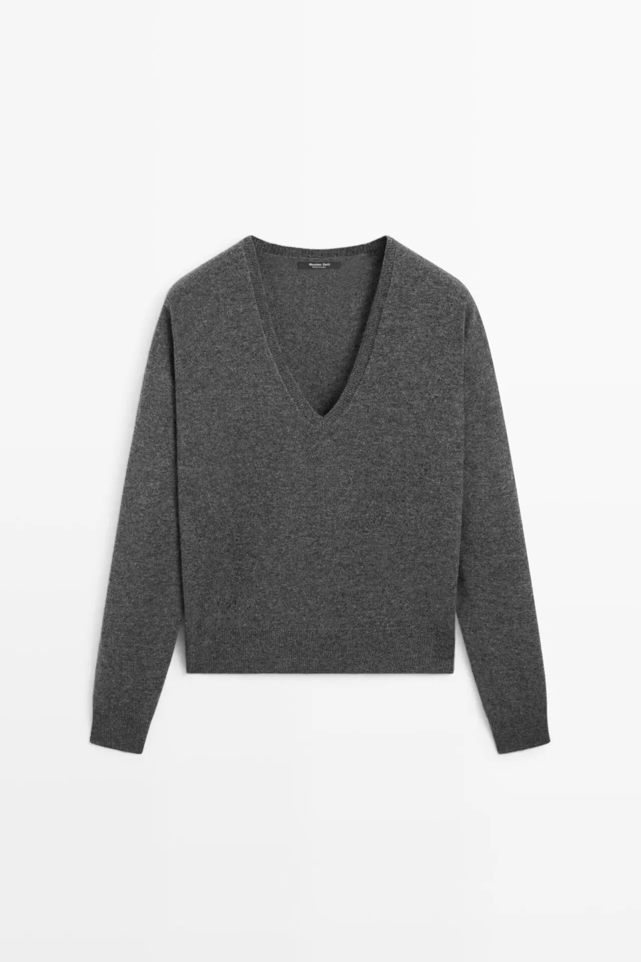 Wool blend knit V-neck sweater