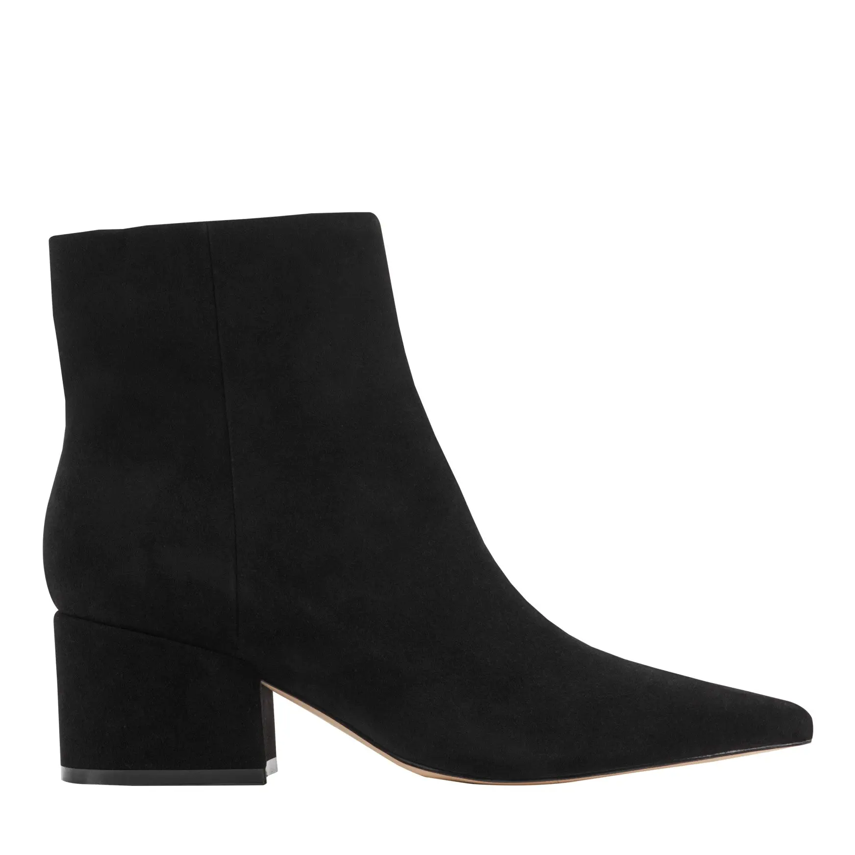 Alfie Block Heel Leather Ankle Bootie (Black Suede)