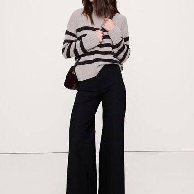 High-Rise Wide-Leg Everywhere Ponte Pull-On Pant (Black)