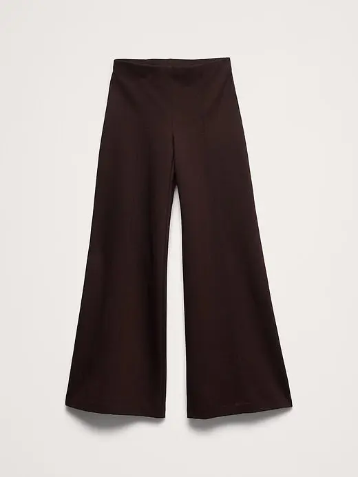 High-Rise Wide-Leg Everywhere Ponte Pull-On Pant (Brown)