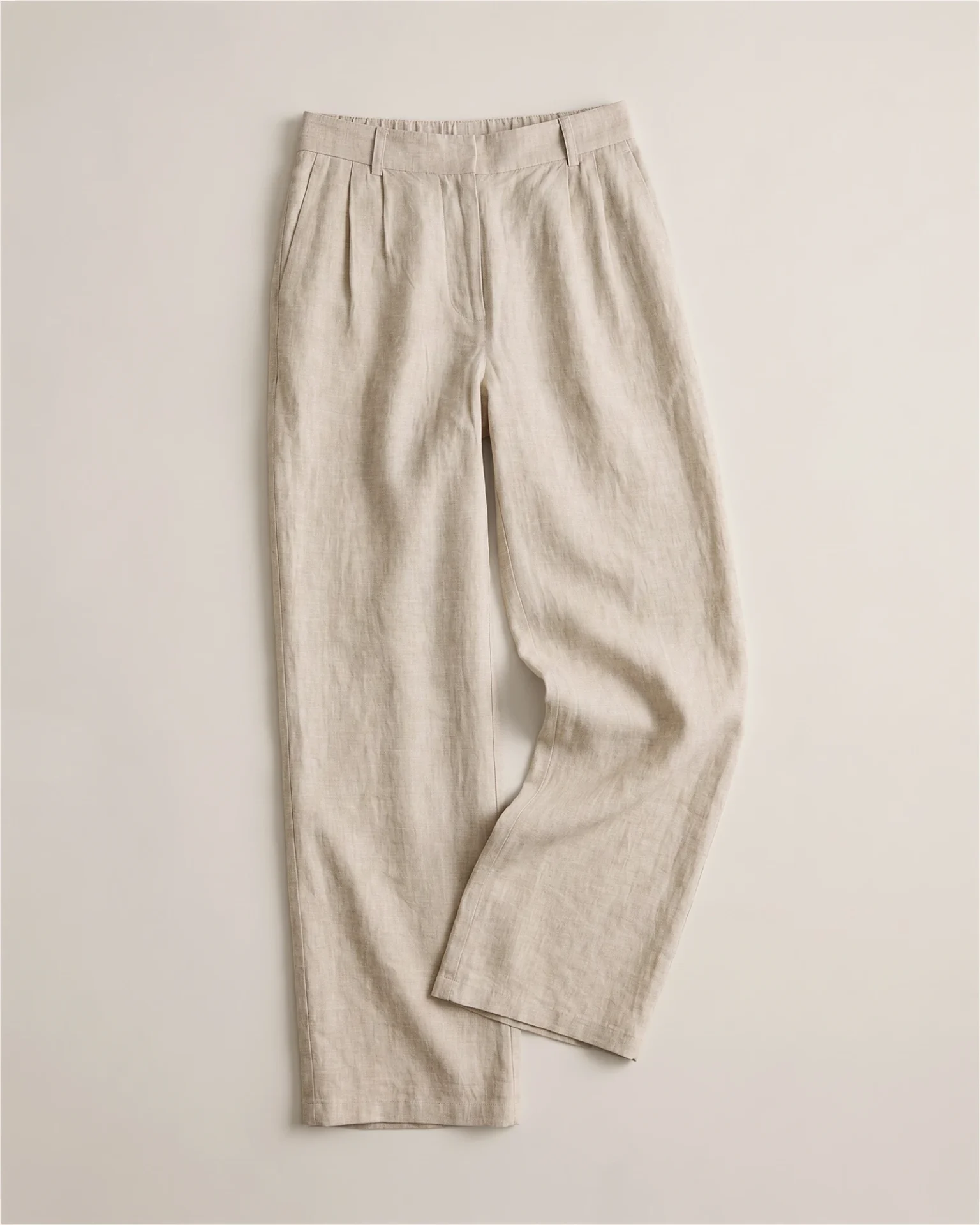 100% European Linen Pleated Trouser (Flax)