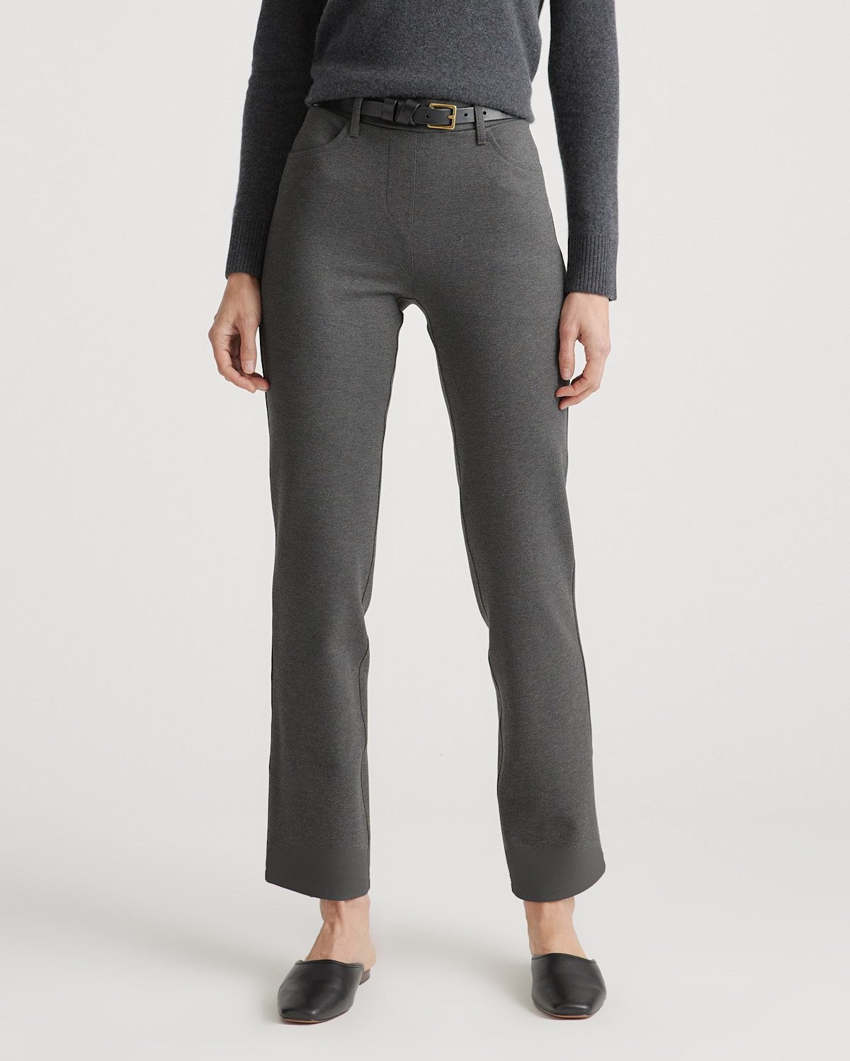 Ultra-Stretch Ponte Straight Leg 4-Pocket Pants (Charcoal)