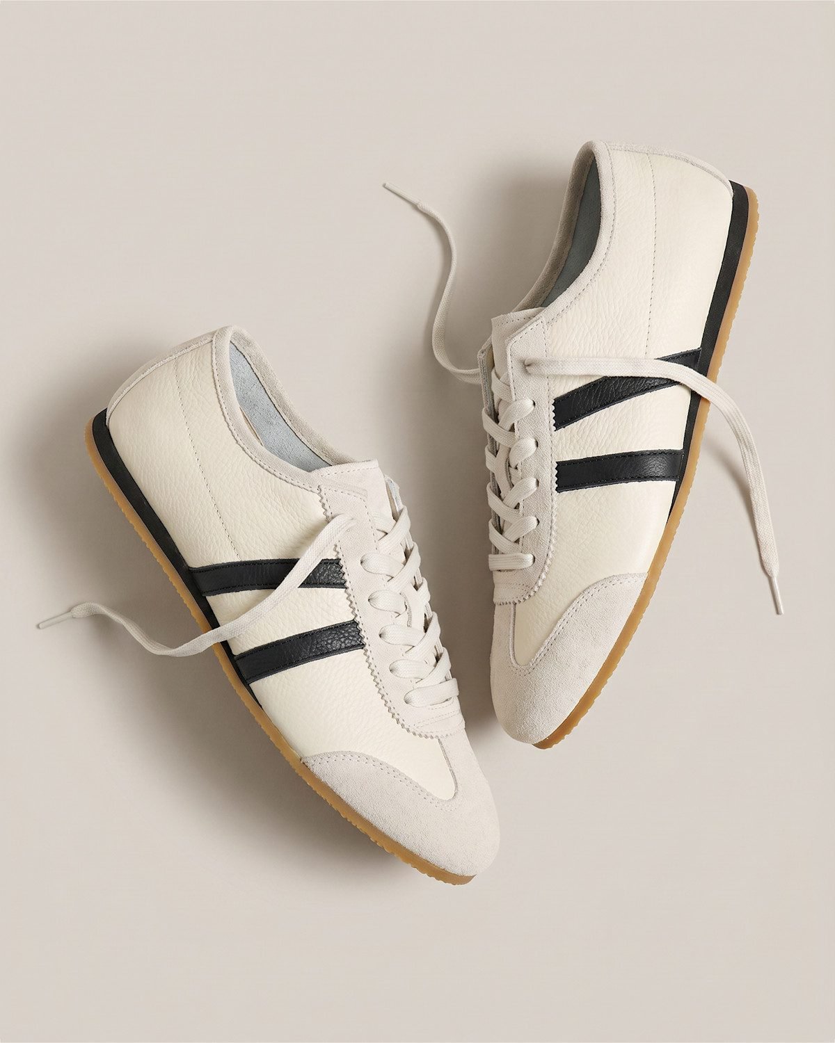 Italian Leather & Suede Low Profile Sneaker (Birch)