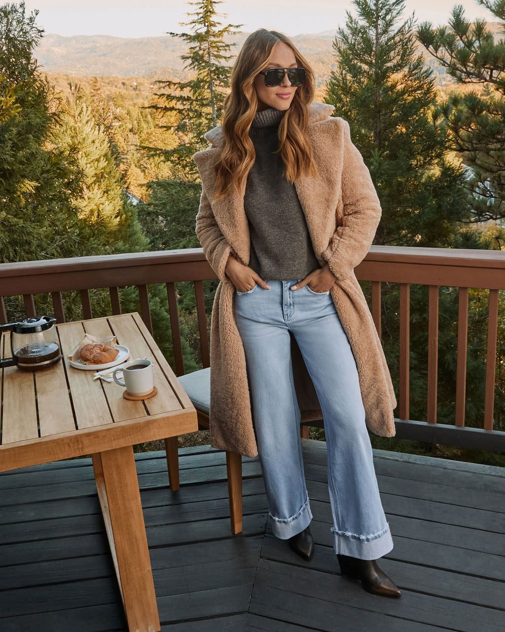 Yulissa Pocketed Teddy Coat (Latte)