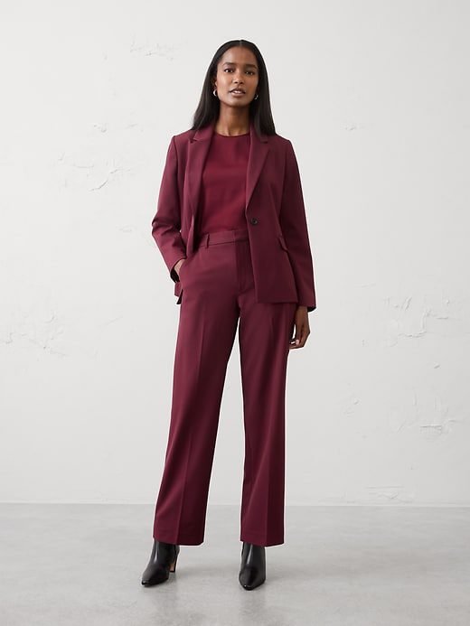 Sculpted Stretch Long Blazer (Bright Wine)