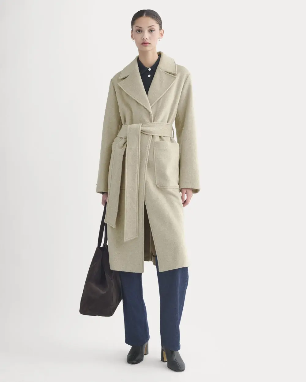 ReWool Belted Blanket Coat (Heather Wheat)