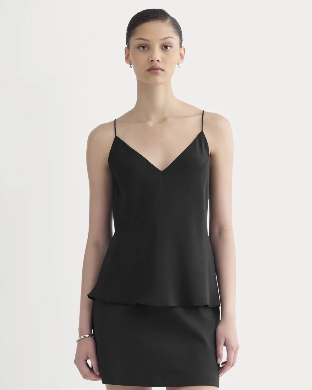 The Tie Back Cami in Washable Silk (Black)