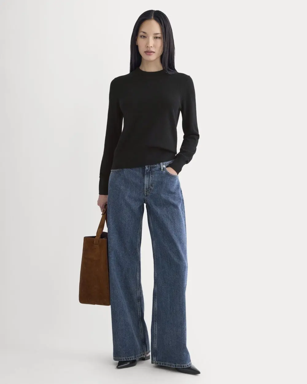 Cashmere Slim Crew Sweater (Black)