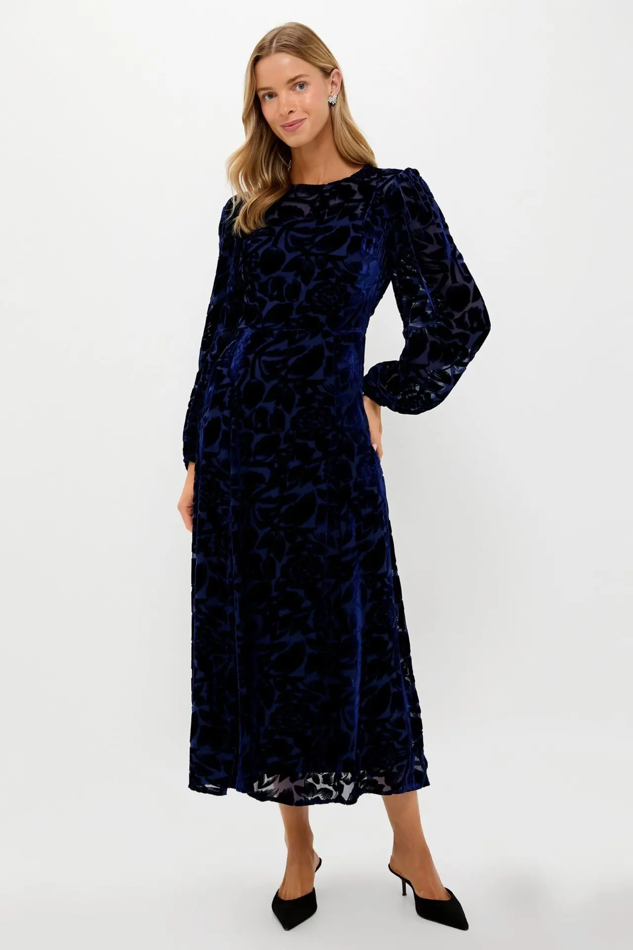 Navy Burnout Velvet Odette Maxi Dress (Hyacinth House)