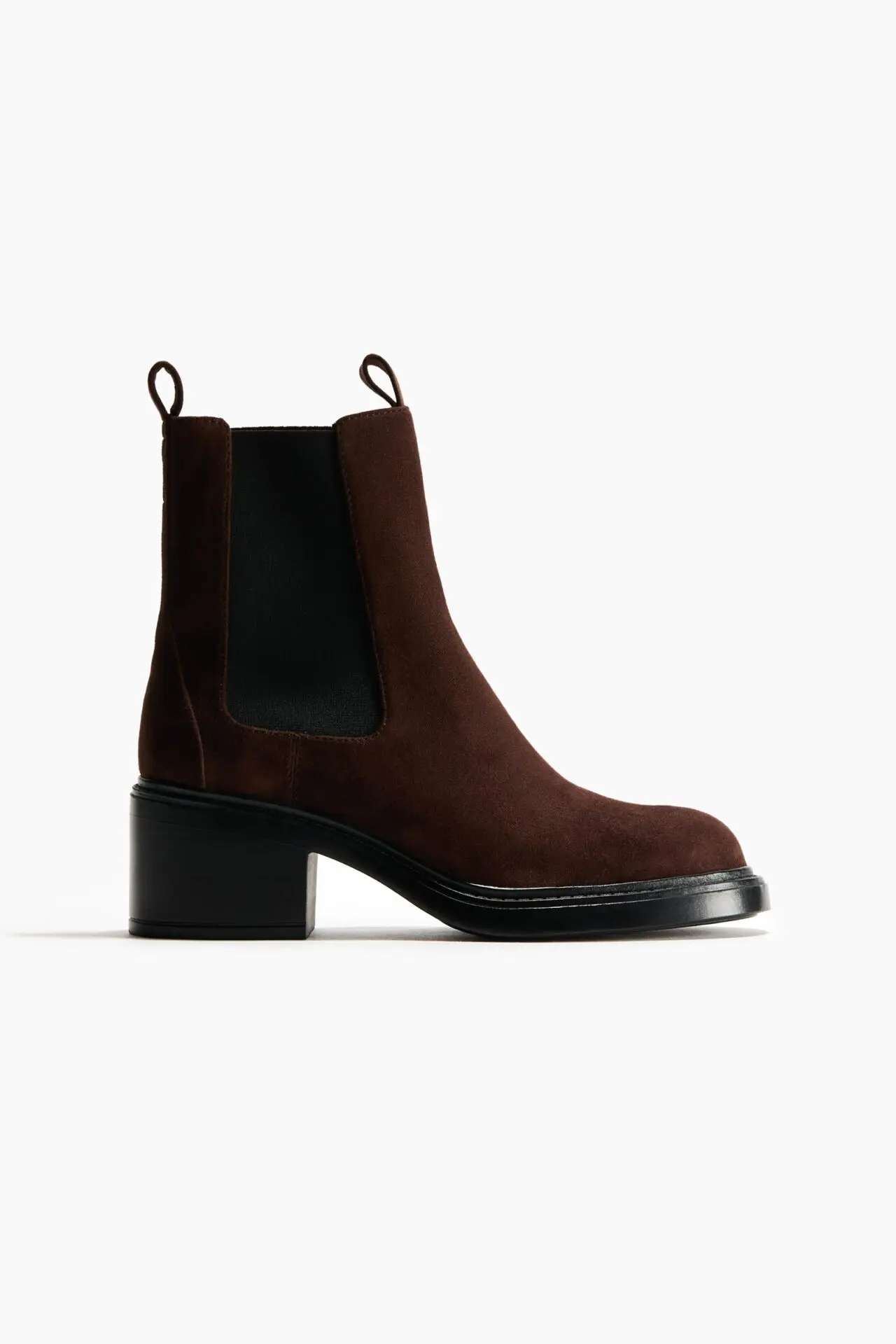 Chelsea Boots with Heel (Dark Brown Suede)