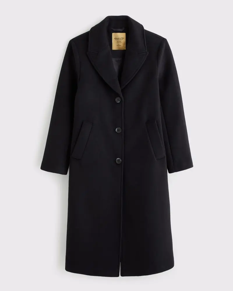 Wool-Blend Tailored Topcoat (Black)