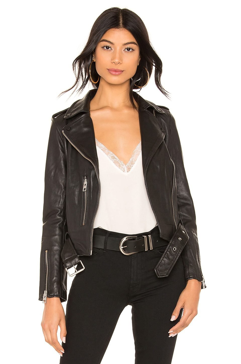 Balfern Leather Biker Jacket (Black)