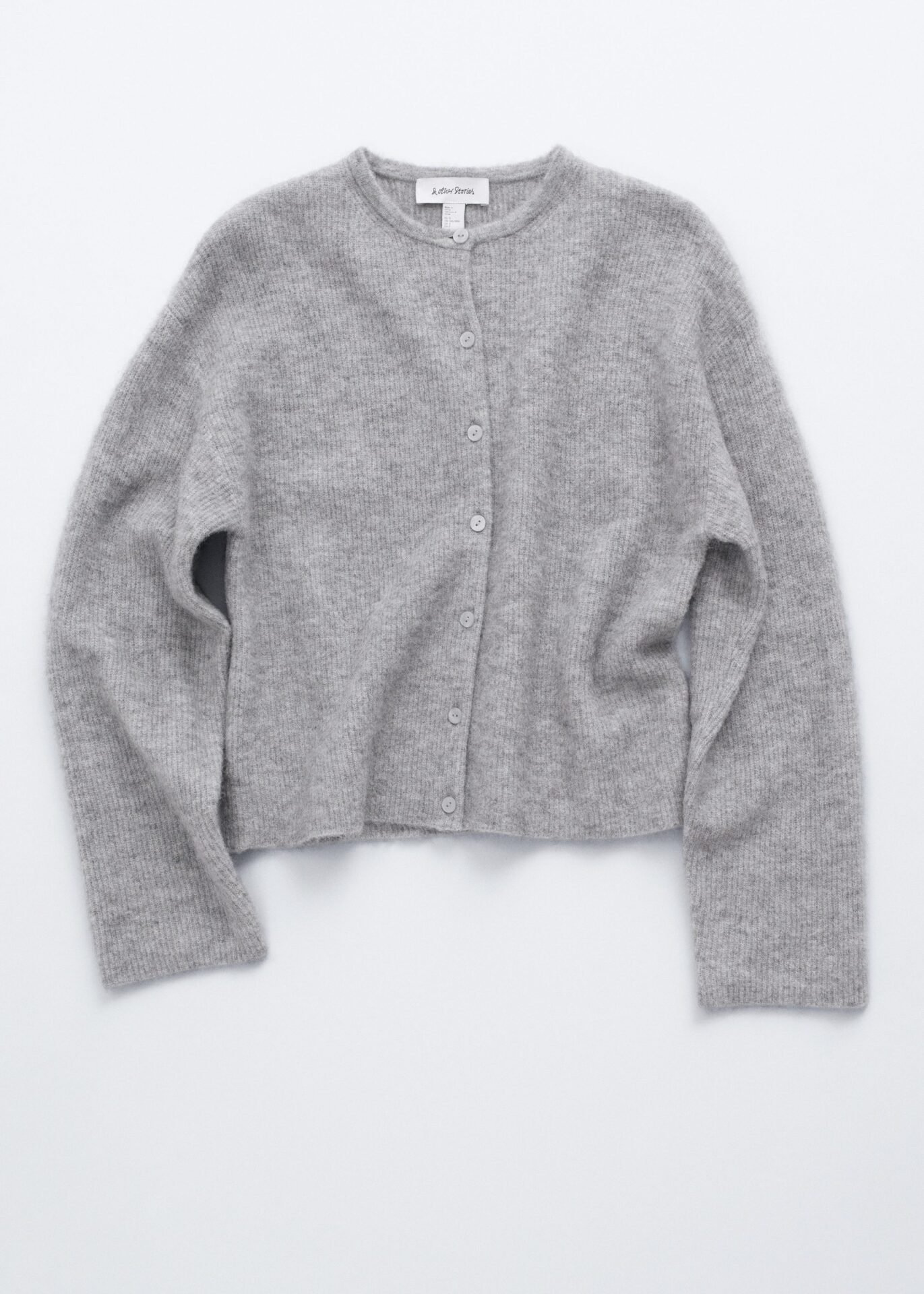 Alpaca-Blend Knitted Cardigan (Grey)