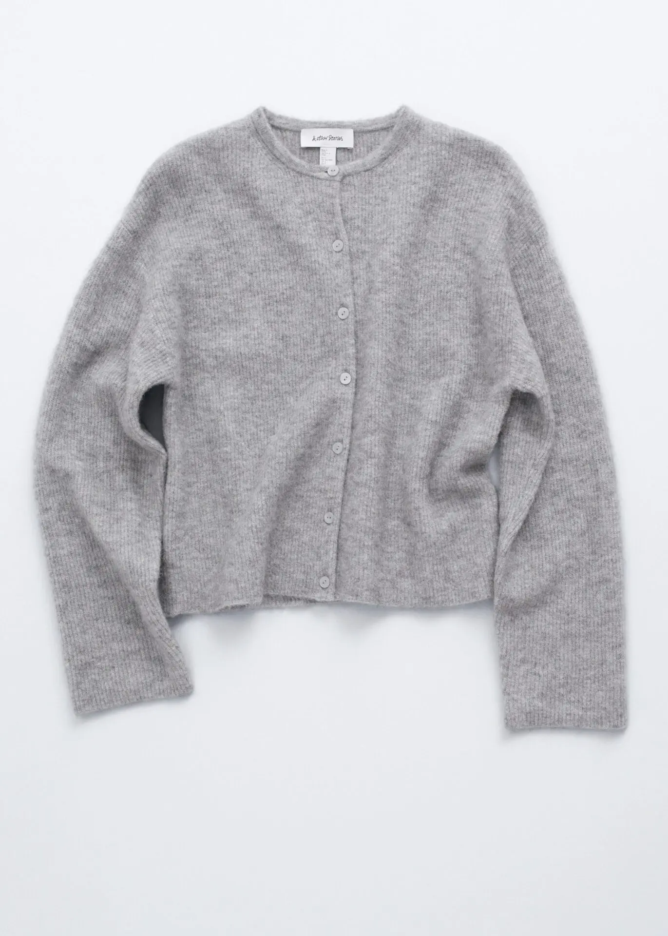 Alpaca-Blend Knitted Cardigan (Grey)