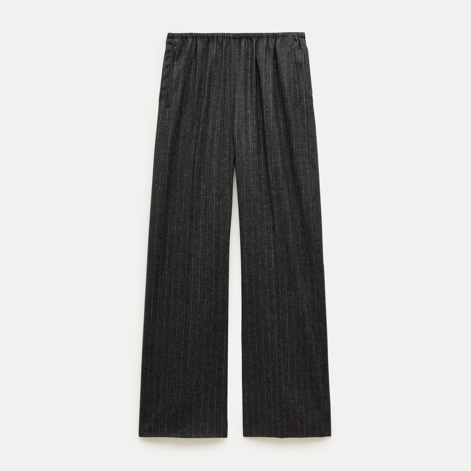 Cosmo Pant in Pinstriped Italian Wool Blend (Charcoal)
