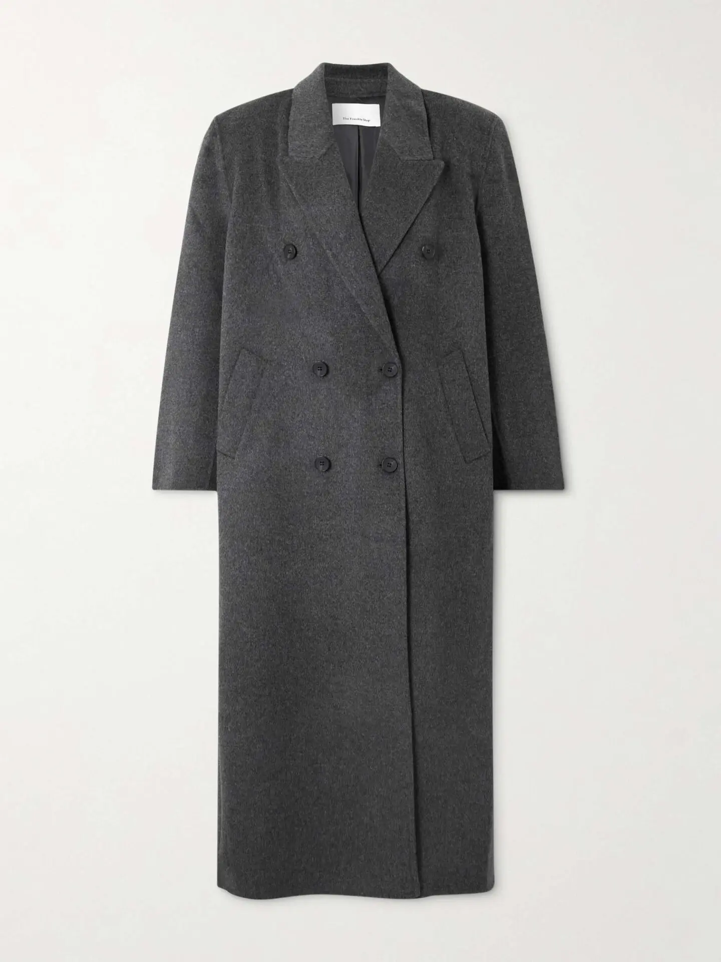 Gaia Double-Breasted Wool-Blend Coat (Dark Gray)