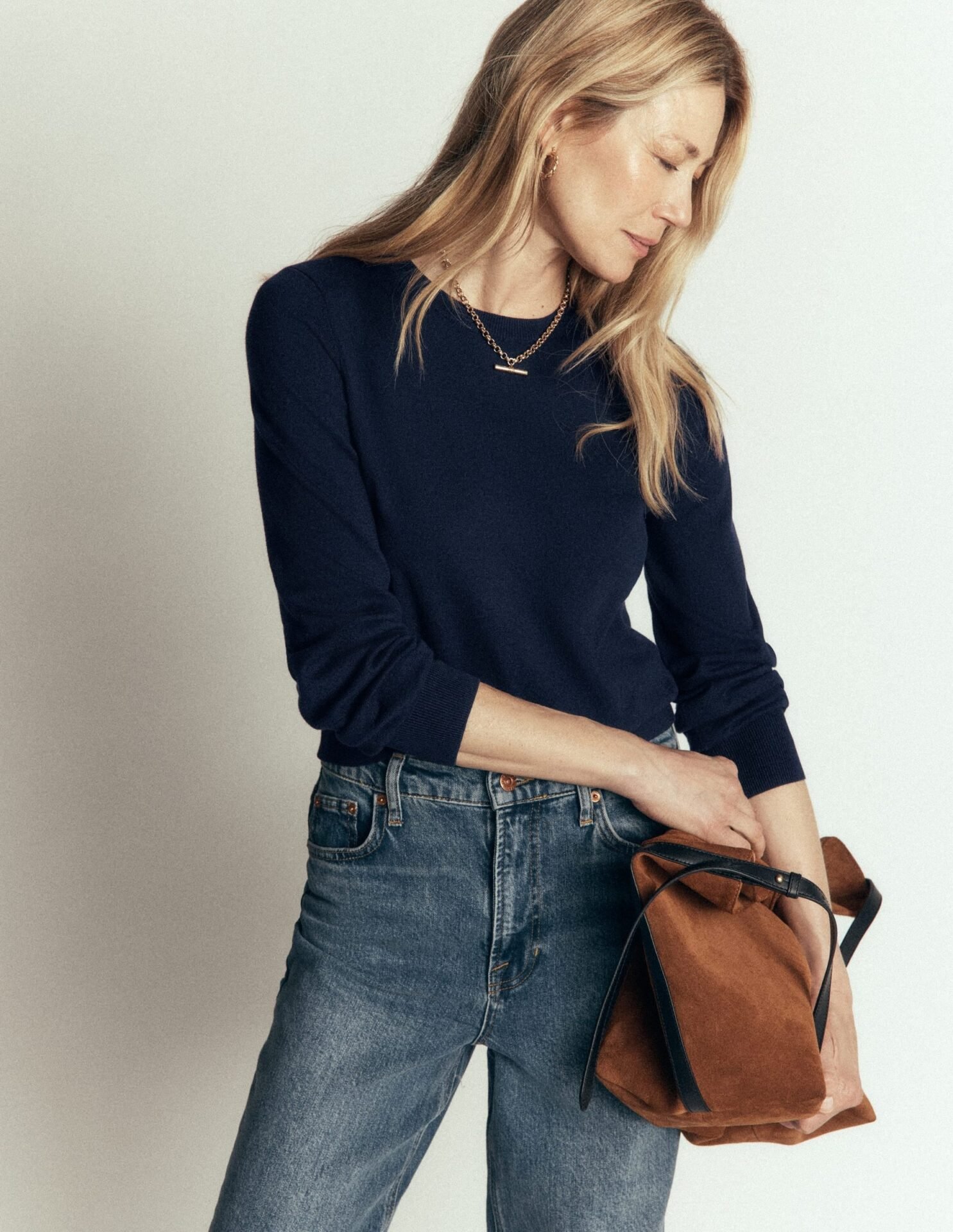 Camilla Cotton Crew Sweater (Navy)
