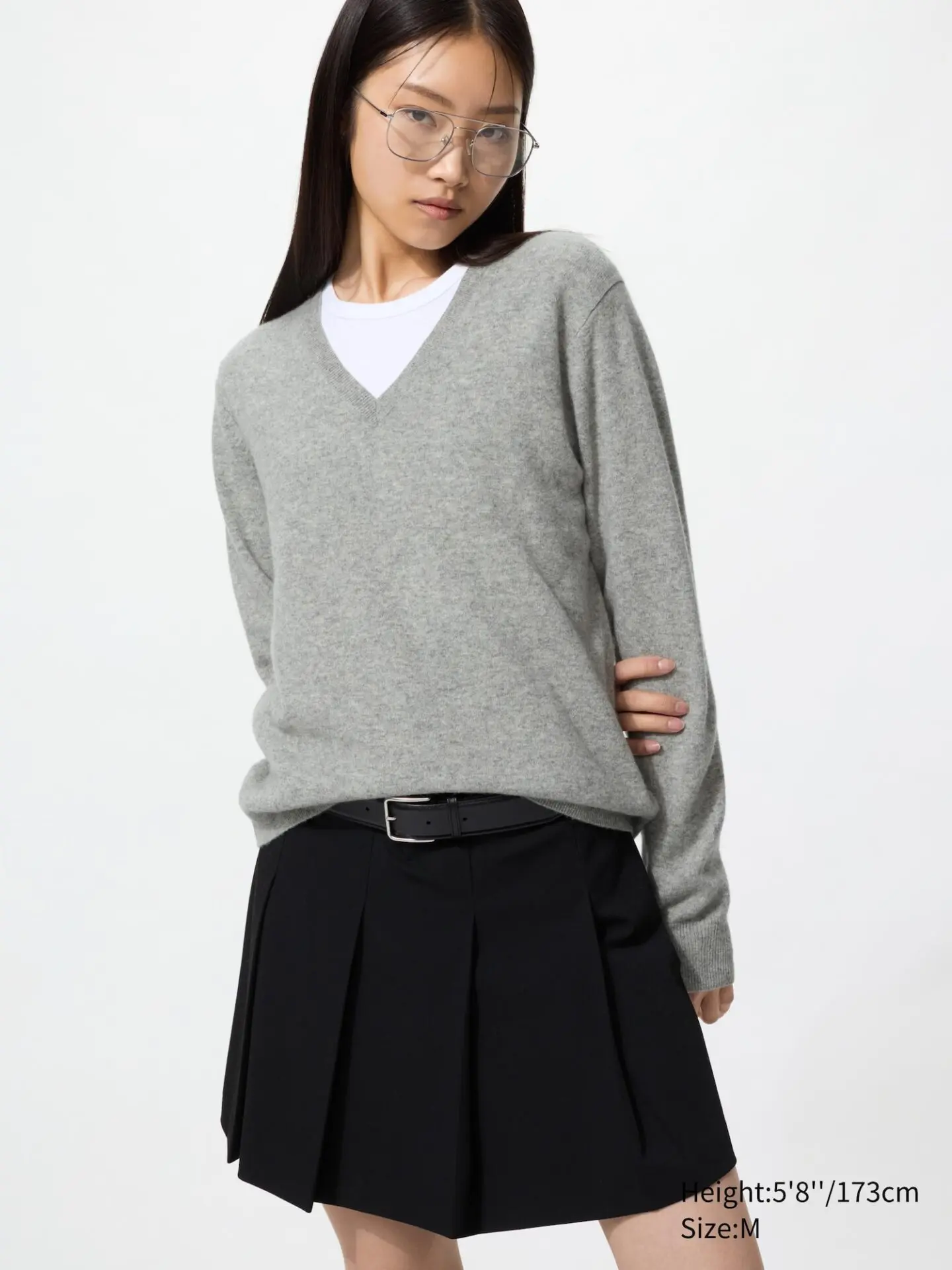 Cashmere V-Neck Sweater (03 Gray)